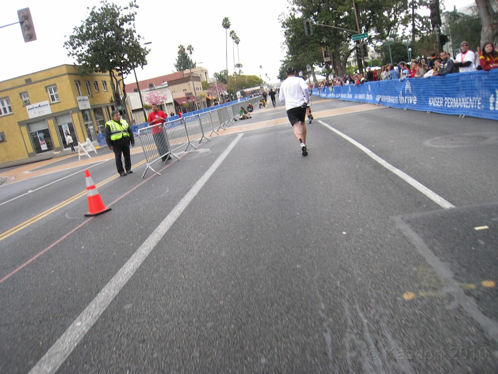Pasadena Marathon California 2010-02 0650.jpg - Finish line in sight off in the distance.